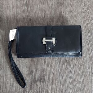 New Vintage Etienne Aigner Wallet Wristlet Black Buckle Accent
